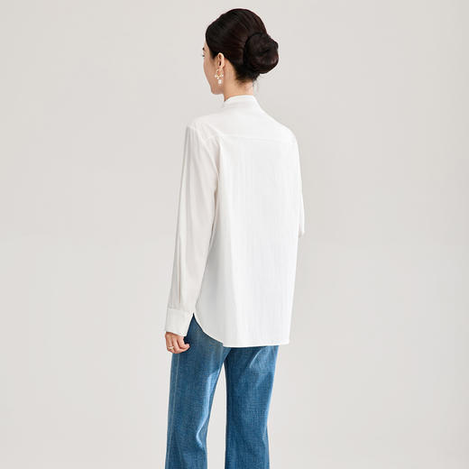 简约淡雅天丝棉钉珠亮片刺绣宽松衬衫 WL2602306 商品图1