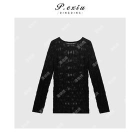 03-3潘依绣丁丁宠粉高级复古肌理感微透打底上衣 Q5646