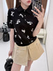 316-11 香奶奶黑色碎花针织短袖 商品缩略图2