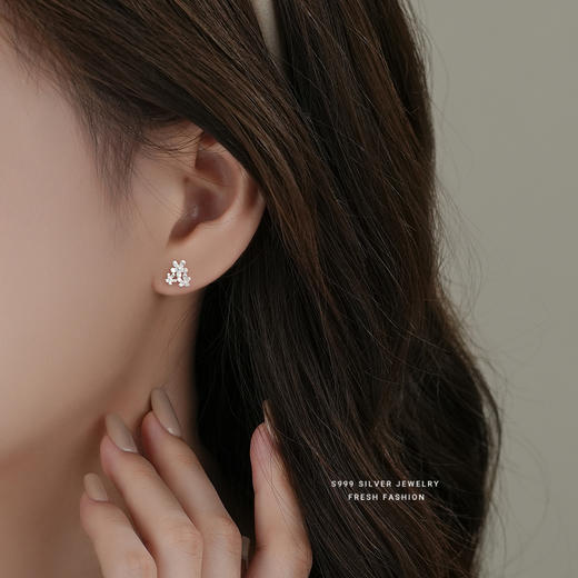 【三生花语】s999纯银温柔三朵花耳饰【YXS-E4348】 商品图1