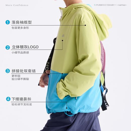 咕噜日记儿童休闲连帽撞色拉链外套男童拼色防泼水户外女童透气衣 商品图4