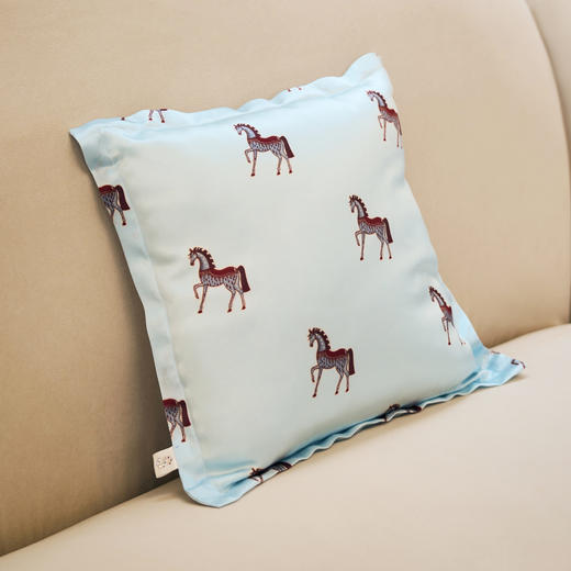 Solo seta22姆米真丝抱枕30*30CM马年限定印花枕头新年送礼礼物 商品图2