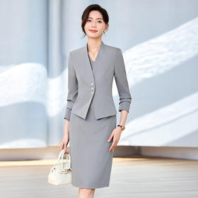 「自」全新升级【铂金会员174/天猫229/差价55】(20707)洛诗琳气质通勤西装外套女2026春季新款无领收腰短外套