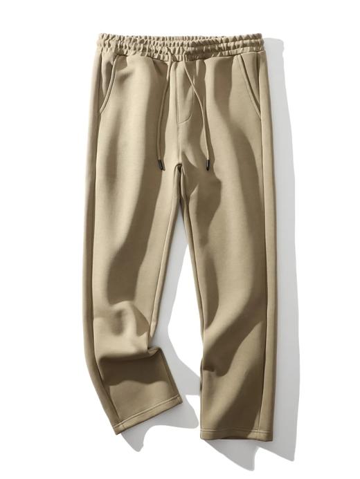 F031646空气层棉纯色复古风抽绳松紧腰休闲裤人体学裁剪直口裤脚运动卫裤 商品图2