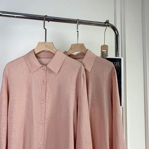 F0316102亚麻三文鱼粉衬衫早春新款高阶通勤衬衫上衣 商品图1