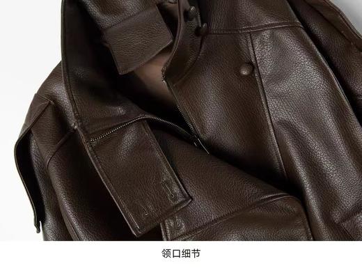 F031692女装欧美立领机车感PU皮长袖立领夹克短外套 商品图4