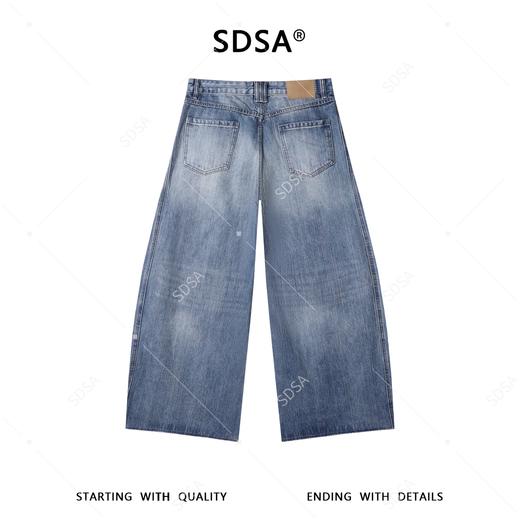 SDSA男装2026新款高贵轻奢时尚百搭磨白阔腿牛仔裤百搭时尚裤子 商品图4