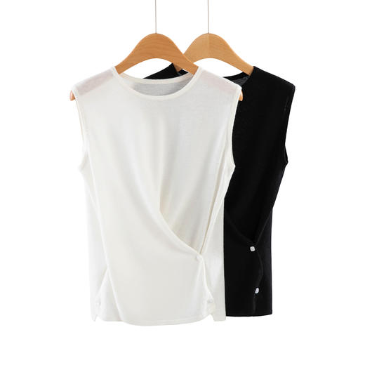 交叉收腰~绑带交叉设计高级感无袖背心上衣 商品图4