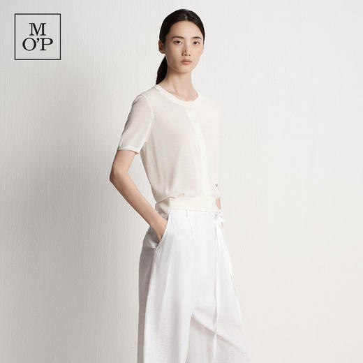 Marc O'Polo夏季新款好看气质白色舒适短袖毛织开衫女士上衣小衫 商品图2