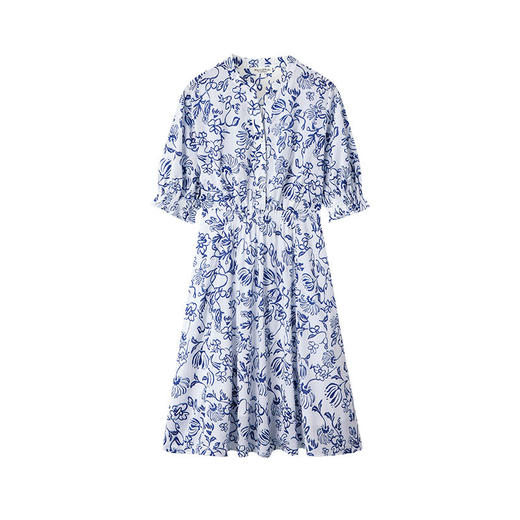 Marc O'Polo/MOP 2025夏季新款纯棉V领新中式印花短袖收腰连衣裙 商品图4