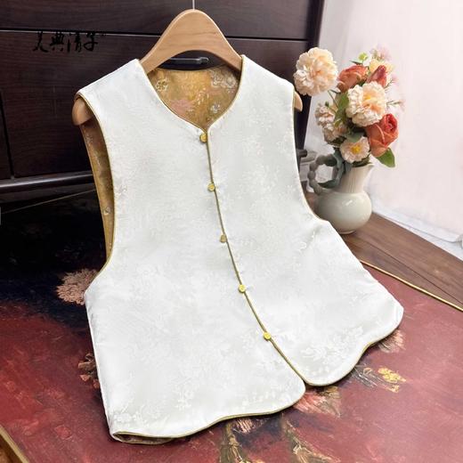 新中式提花双面穿圆领单排扣马甲 商品图5