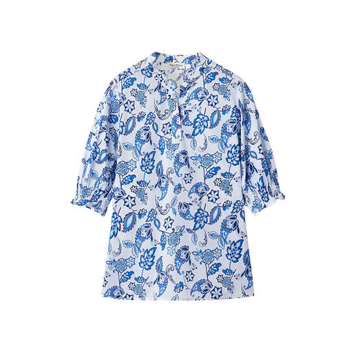 Marc O'Polo/MOP 2025春夏新款纯棉小立领佩斯利印花短袖衬衫女士 商品图4