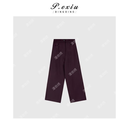 03-3潘依绣丁丁宠粉韩系简约氛围感腰部纽扣阔腿休闲裤Q16091 商品图0