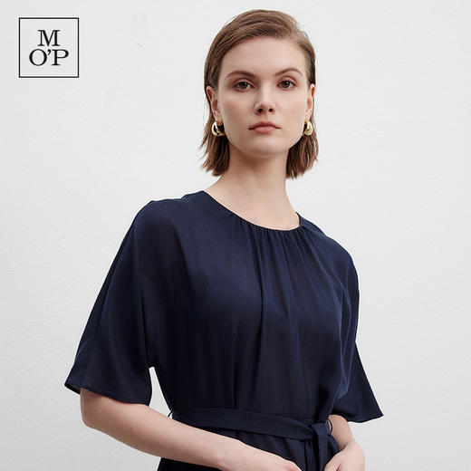 Marc O'Polo/MOP夏季新款好看圆领半袖复古长裙天丝系腰带连衣裙 商品图4