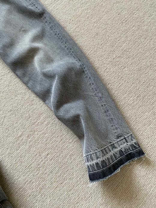 F031654重工水洗灰Wesley牛仔裤下摆毛边排扣门襟男士长裤 商品图7