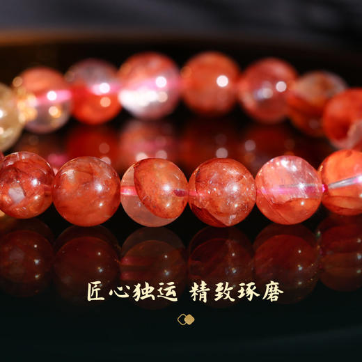 【祈愿吉品】红胶花钱源滚滚手链 鸿运当头金富自来 金发晶水晶手串 商品图2