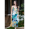 艺术油画吊带裙 米思阳2026春夏新款法式优雅气质缎面连衣裙蓝绿金撞色印花长裙1071 商品缩略图2