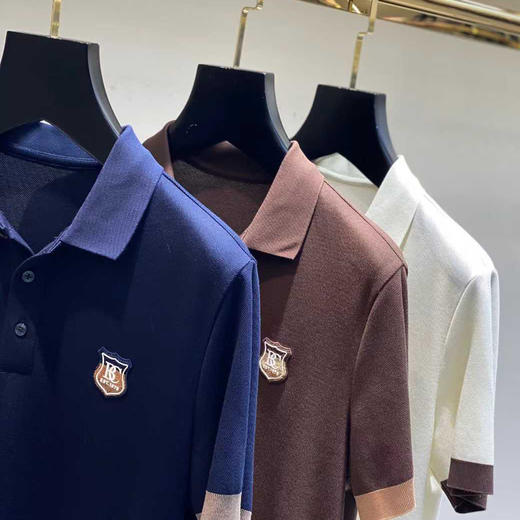撞色翻领polo衫男装新款简约徽章休闲短袖T恤   YH-6060 商品图1