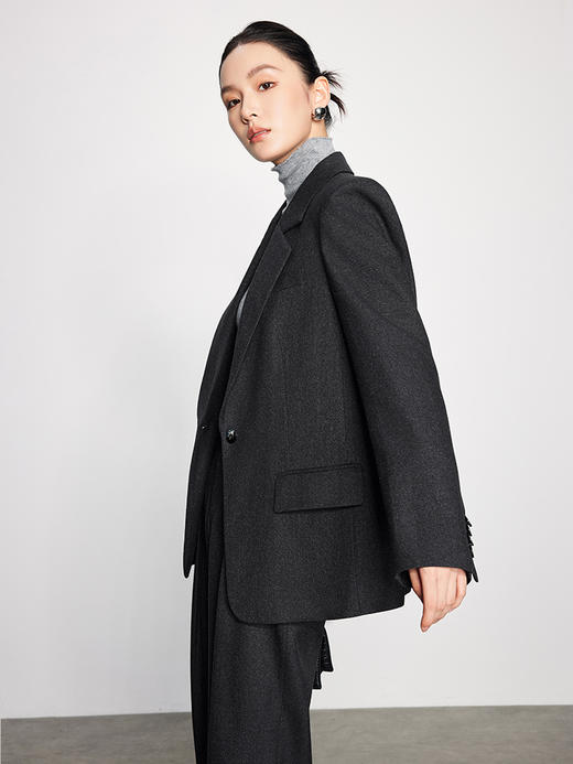 法小曼*子珍高定设计款复古老钱风西装套装女宽松显瘦大板英伦风一粒扣西服女 商品图1