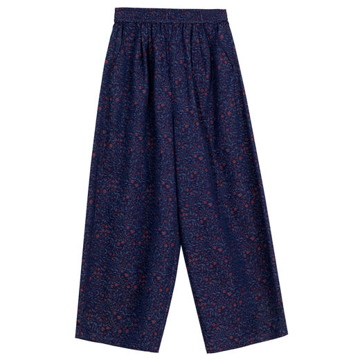 牧衣游原创 60支提花棉休闲长裤新款质朴复古肌理感阔腿裤 墨香 商品图4