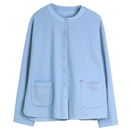牧衣游原创 针织外套女新款舒适耐穿蓝色休闲简约百搭开衫 清玉 商品图4