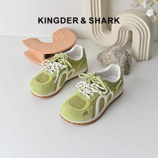 经典鲨2026年夏专柜新品多巴胺猪皮革薄款透气休闲德训鞋女KW160-629081 商品图0