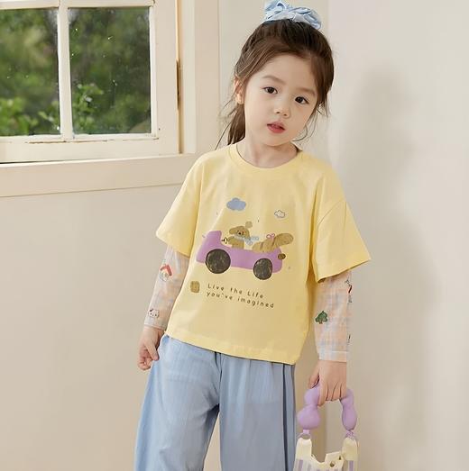 【🌈小仙女过夏天仅需29.9/件】女童夏季假两件半袖T恤25新款拼接防晒袖上衣女孩外穿短袖聚★为爱严选 商品图6