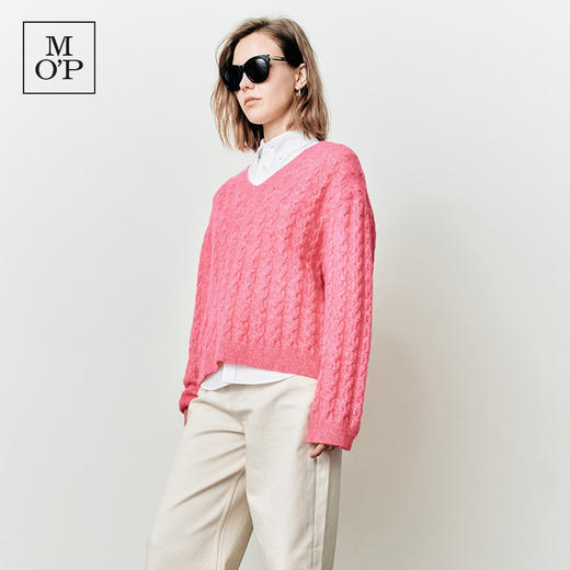 Marc O'Polo/MOP25春秋季新款初春设计感V领绞花长袖套头针织衫女 商品图1
