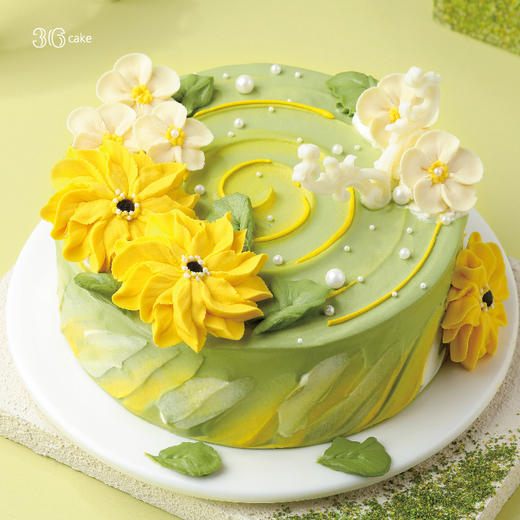 白羊座 ∙ 向阳花地 ∙ 抹茶鲜果韩裱蛋糕，可选1/1.5/2.5/3.5/6磅 | 36CAKE 商品图2