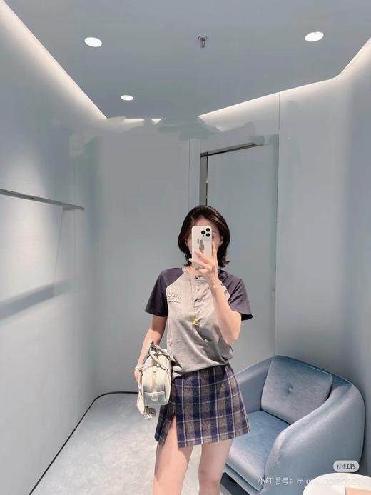 F031685早春学院风氛围感拉满贴布绣撞色半开领开衫短袖 商品图14
