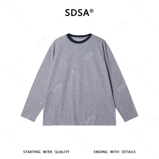 26726SDSA男装2026新款高贵轻奢时尚简约条纹圆领长袖T恤百搭宽松上衣 商品图5