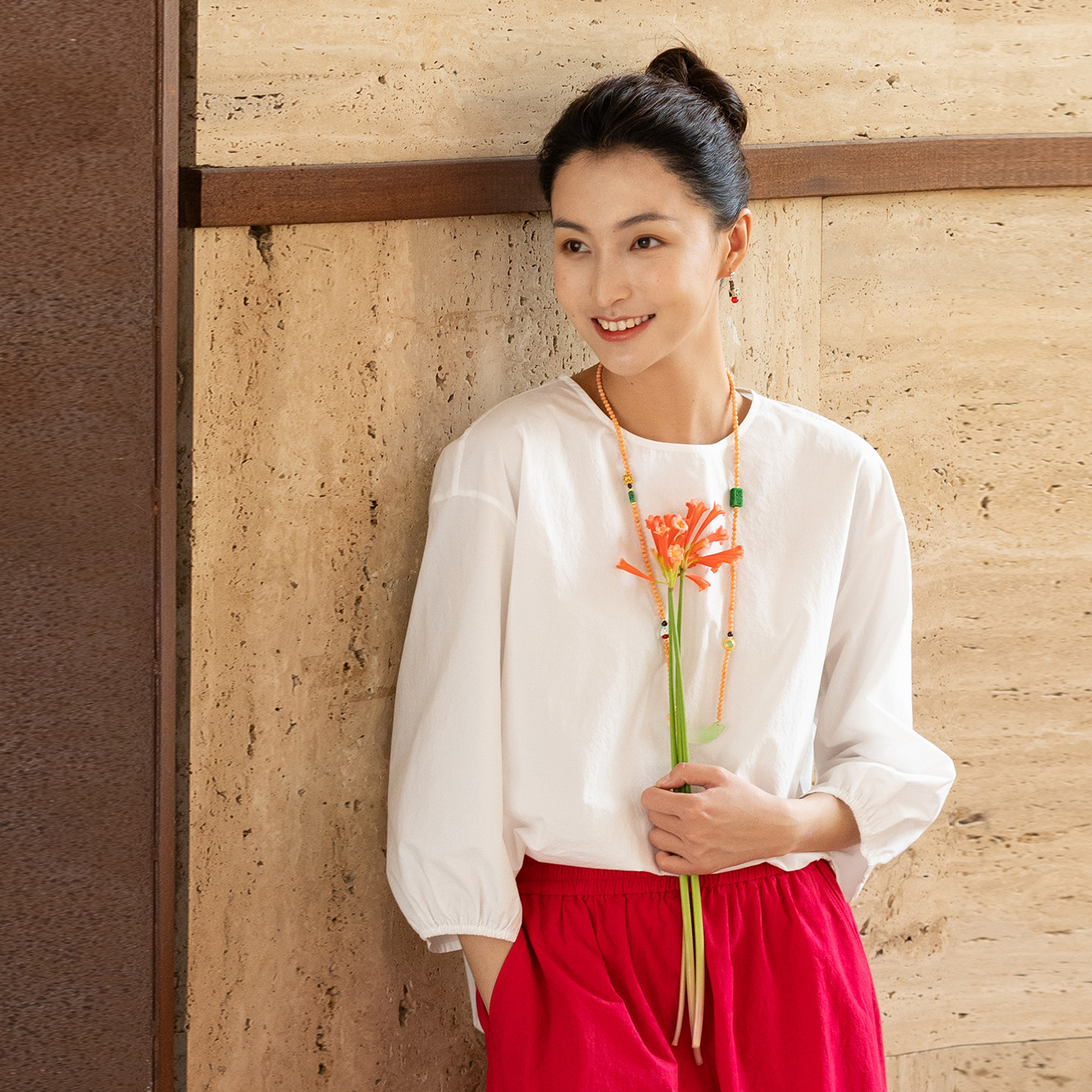 牧衣游原创 新疆长绒棉小衫新款极简圆领纯色通勤百搭套头衫 织梦