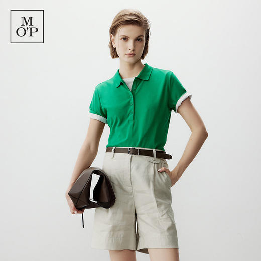 Marc O'Polo/MOP春夏新款好看莱卡纤维翻领修身短袖Polo衫女上衣 商品图3