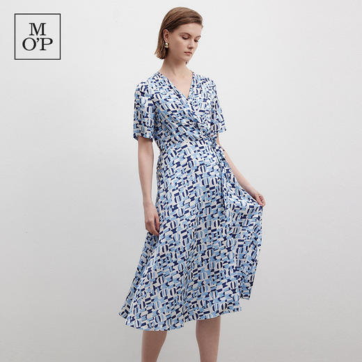 Marc O'Polo/MOP夏季新款好看印花时尚V领茶歇裙显瘦收腰连衣裙女 商品图1