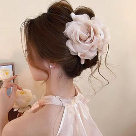 雀说高级感温柔花朵珍珠山茶花抓夹女轻奢气质发夹后脑勺盘发夹子发饰ALW