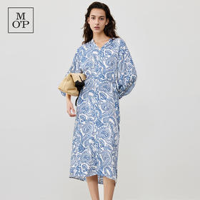 Marc O'Polo/MOP 2025夏季新款V领气质长裙佩斯利印花连衣裙女士