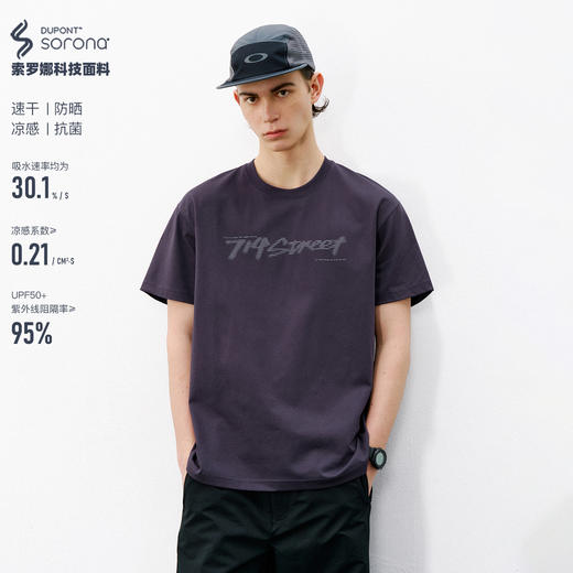 714street吸湿速干反光印花运动短袖2026夏季7A抗菌凉感防晒T恤男 商品图0