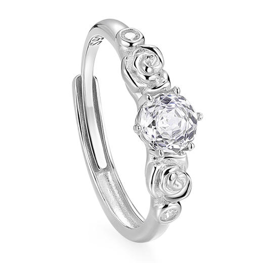 卡蒂罗KADER  玫瑰颂歌情侣对戒 925银璀璨闪耀炽热的真心男女友开口可调节一对 浪漫恋爱告白氛围感 商品图3