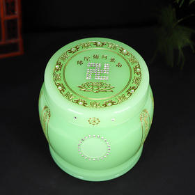 帝王绿琉璃骨灰坛阿弥陀佛万字骨灰桶骨灰坛20*20cm