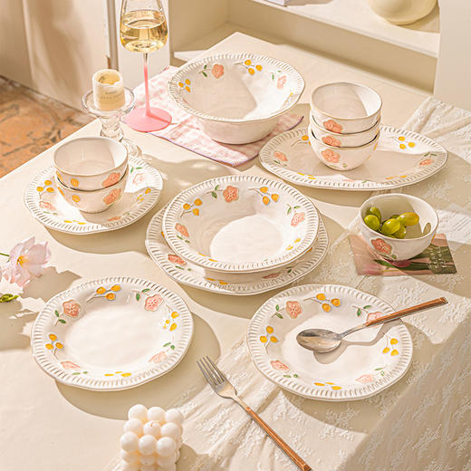 摩登主妇蜂蜜花房釉下彩米饭碗家用2026新款碗具陶瓷汤面碗漂亮的盘子鱼盘 商品图3