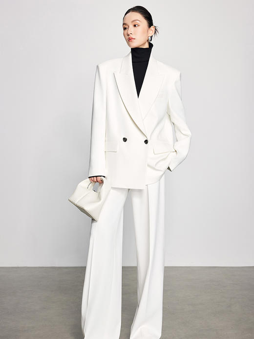 法小曼*子珍气质女神范高端套装白色阔型西装女高级感正肩大女主气场 商品图2