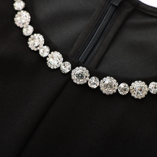 「高货wl」全新升级【铂金会员339/天猫459/差价120】(10205)洛诗琳法式名媛镶钻假两件连衣裙2026新款修身显瘦包臀裙 商品图3