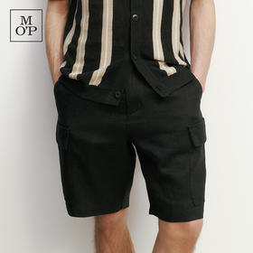Marc O'Polo/MOP夏季新款休闲亚麻透气工装短裤黑色休闲男五分裤