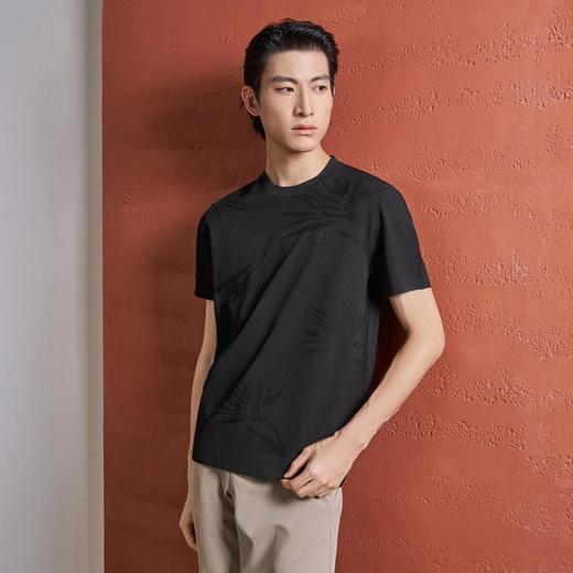 【伊力特/花卉提花】柒牌男士2026夏上新短袖T恤圆领柔软舒适上衣 130T72080 商品图1