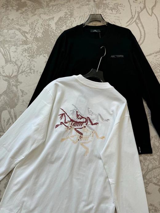 F031614春秋新款男女同款发泡三色彩标浮雕印花长袖T恤 商品图1