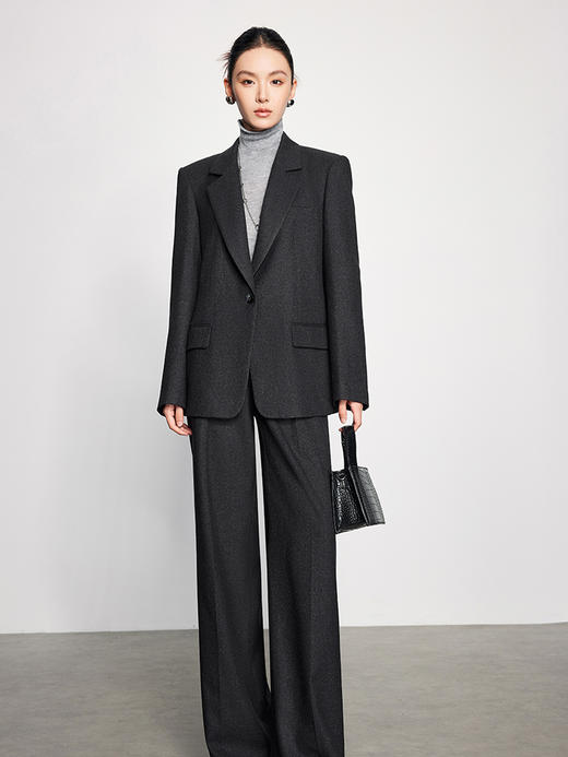 法小曼*子珍高定设计款复古老钱风西装套装女宽松显瘦大板英伦风一粒扣西服女 商品图0