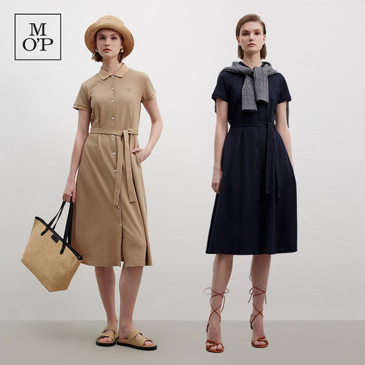 Marc O'Polo夏季新款好看女士针织经典POLO领系带连衣裙修身显瘦 商品图2