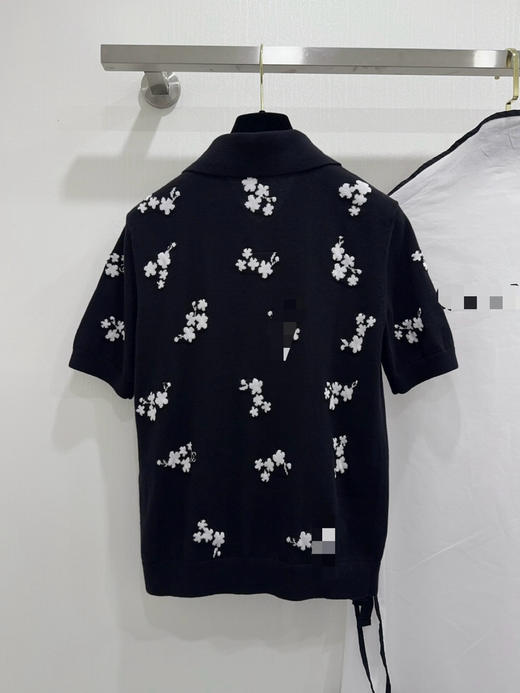 316-11 香奶奶黑色碎花针织短袖 商品图9