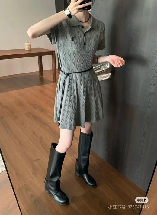 F031687优雅气质大方质感POLO领刺绣搭片针织短袖麻花连衣裙 商品图8