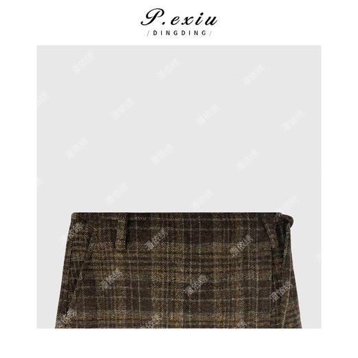 03-3潘依绣丁丁宠粉韩系撞色条纹格子工装半身裙Q2303 商品图2